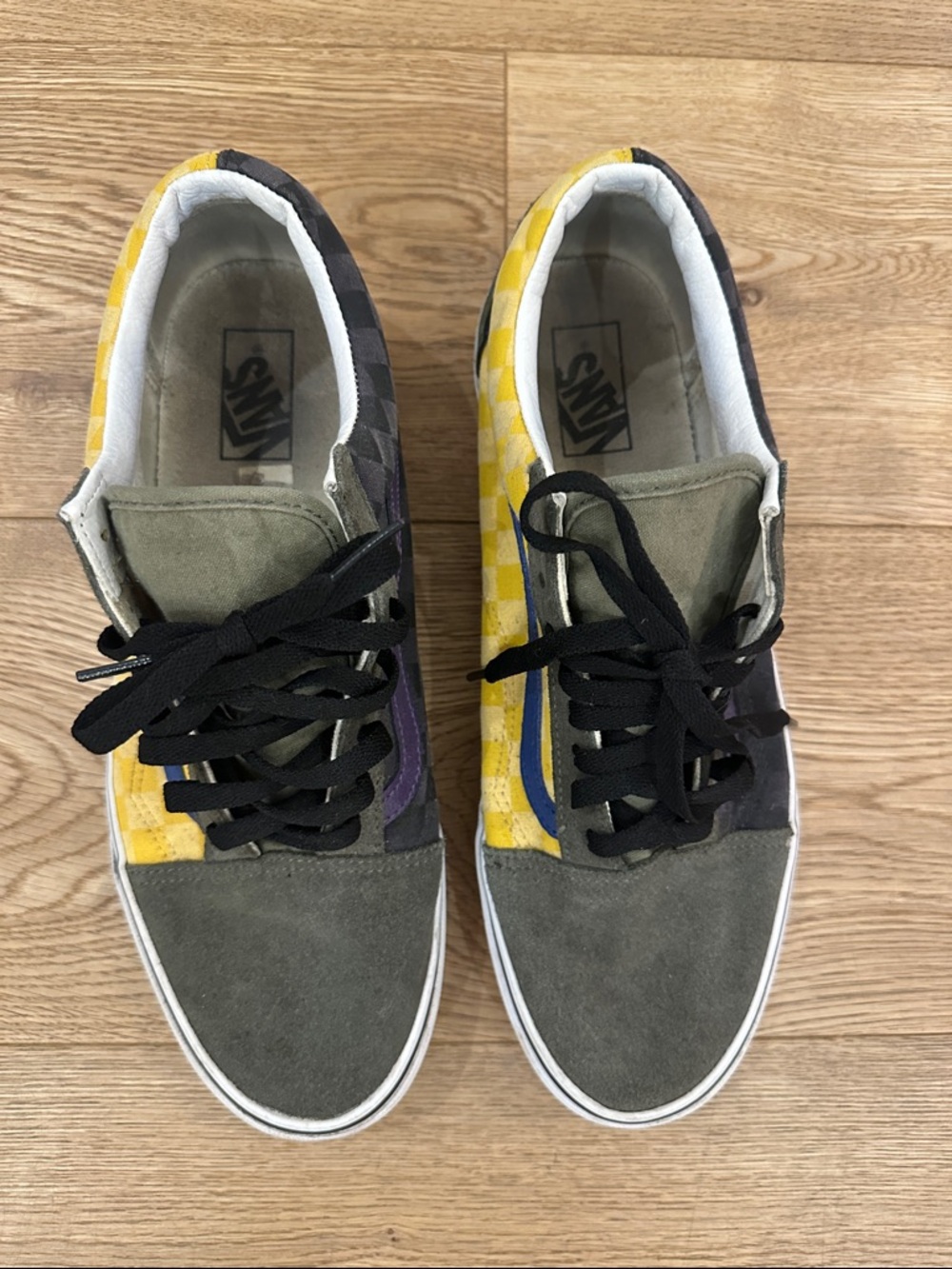 Vans Old Skool Checkerboard Sneakers in Yellow, Purple, Olive